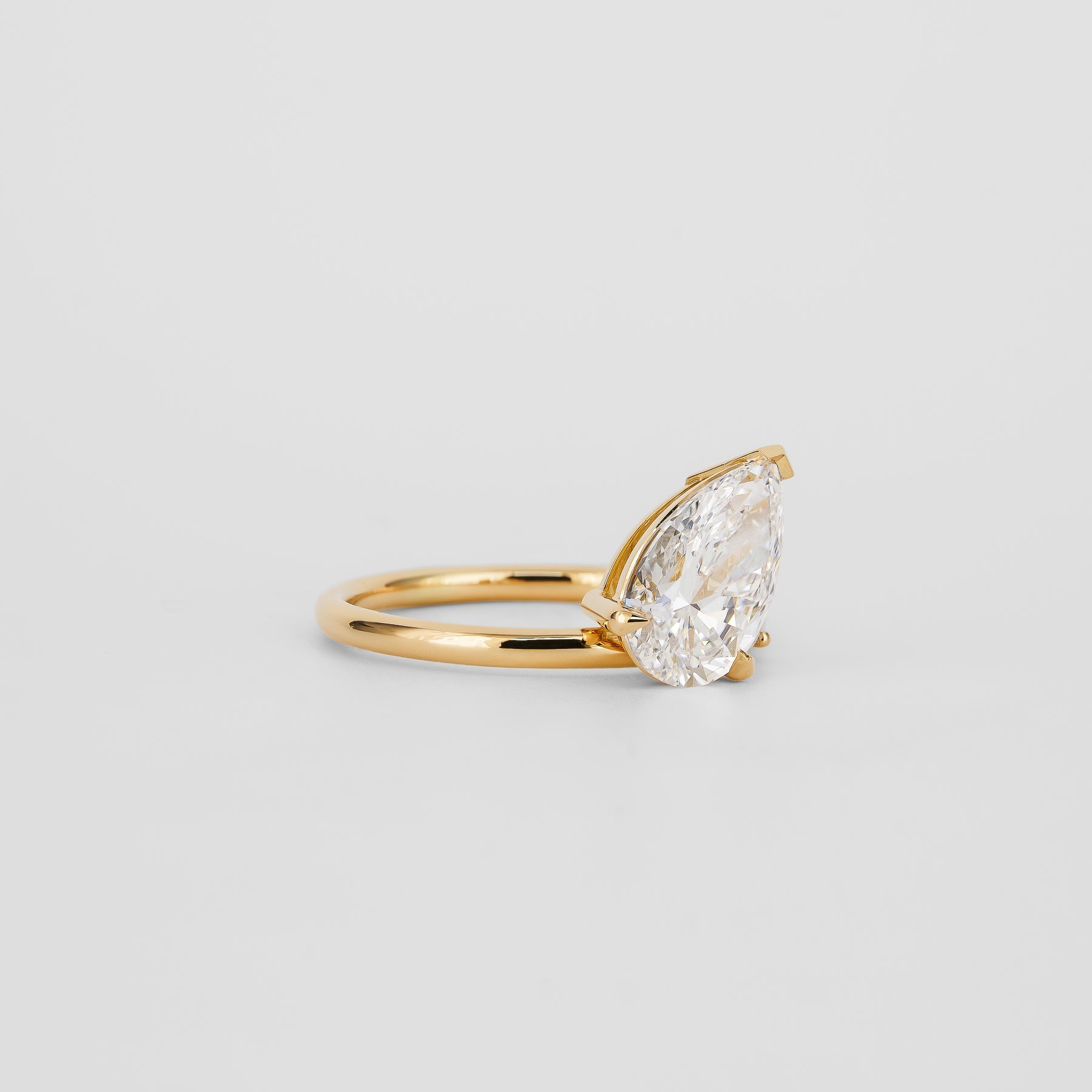 1.85 CT - 2.85 CT Pear Cut Lab grown Diamond Side Stones Engagement Ring