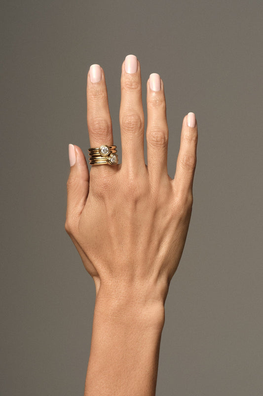 0.5 CT Round Cut Lab grown Diamond Bezel Double Band Engagement Ring