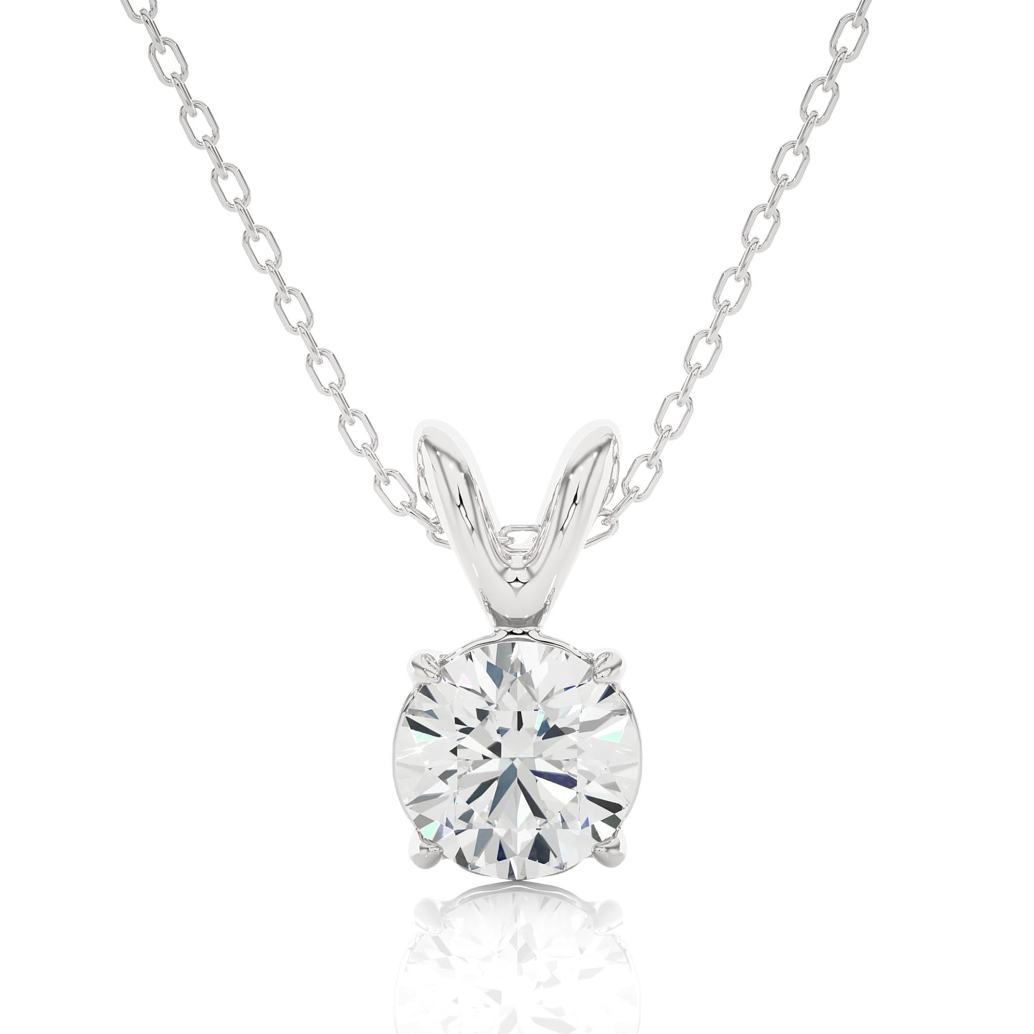 0.59 CT Round Cut Moissanite Diamond Solitaire Necklace