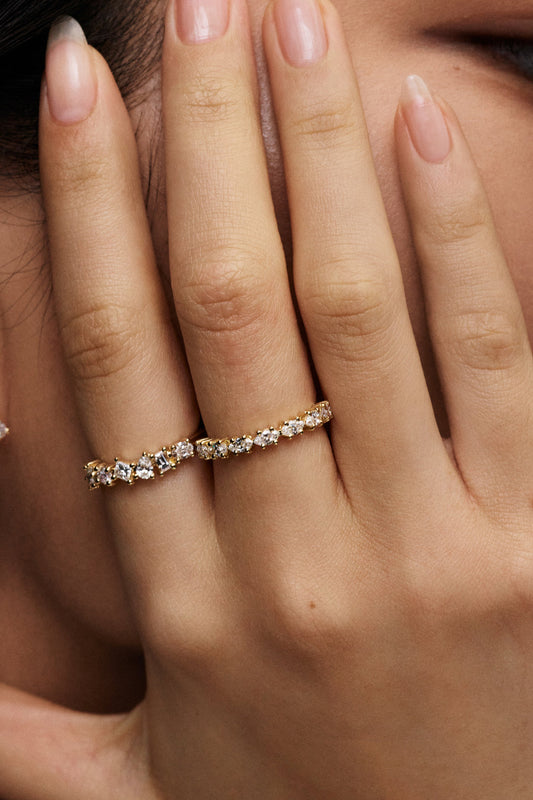 0.6 TCW Multi Stone Moissanite Diamond Wedding Band