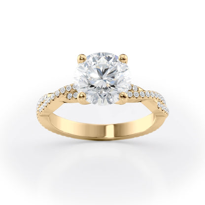 2 CT Round Cut Twisted Pave Moissanite Engagement Ring