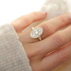 0.28 CT Round Cut Moissanite Oval Shape Mosaic Engagement Ring