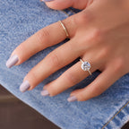 2.5 CT - 3 CT Round Cut Hidden Halo Pave Moissanite Engagement Ring
