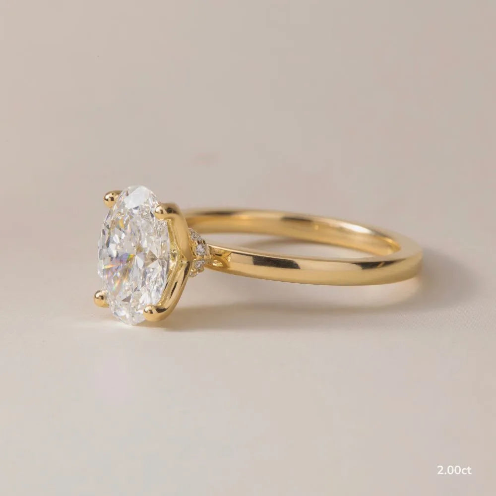 2 CT - 3 CT Oval Cut Hidden Halo Moissanite Engagement Ring