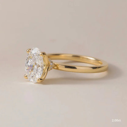 2 CT - 3 CT Oval Cut Hidden Halo Moissanite Engagement Ring