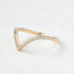 0.15 TCW Round Moissanite Chevron Pave Stacking Wedding Band