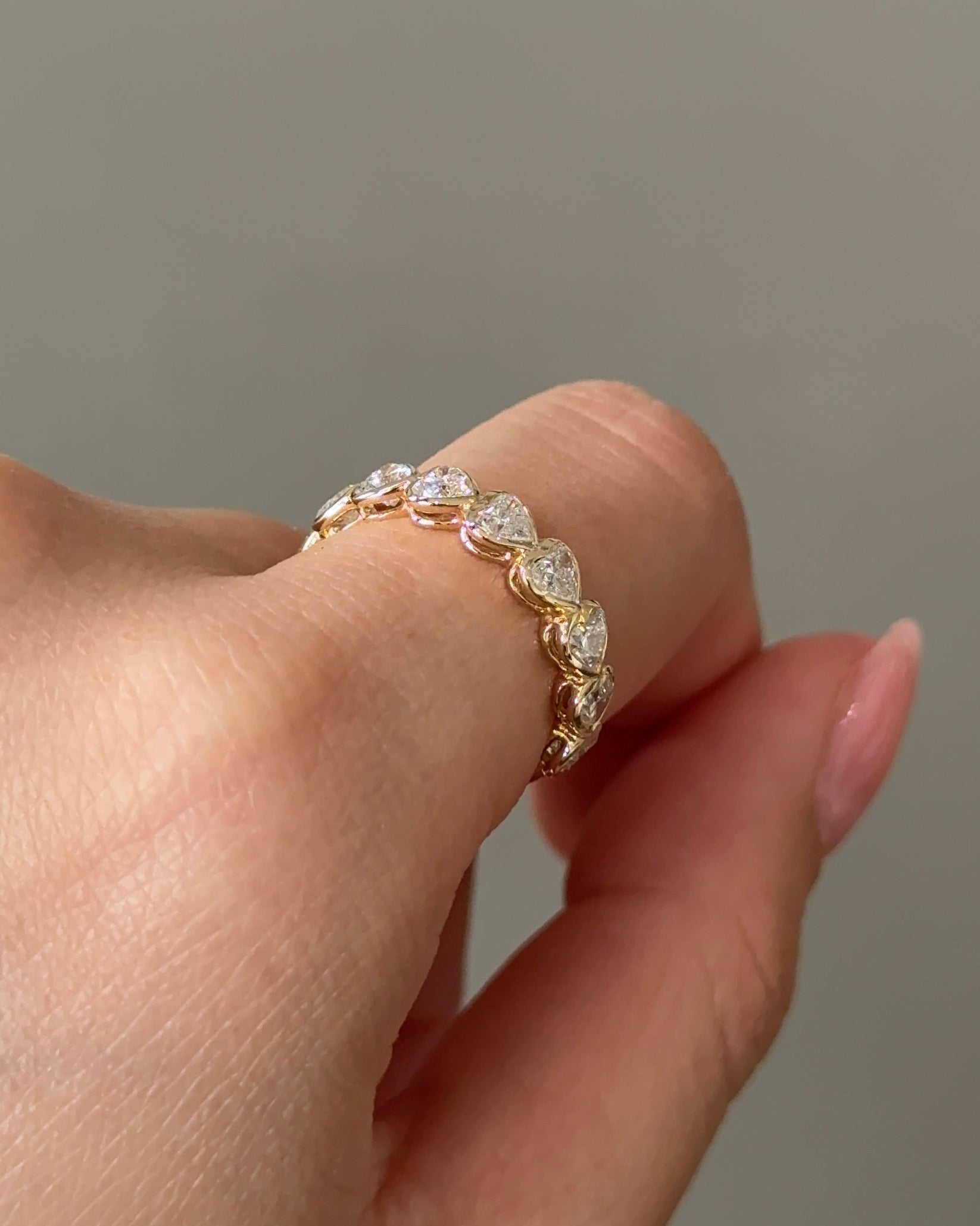 1.7 TCW Heart CVD Diamond Half Eternity with Bezel Wedding Band