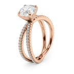 1.5 CT Round Cut Criss-Cross Pave Moissanite Engagement Ring