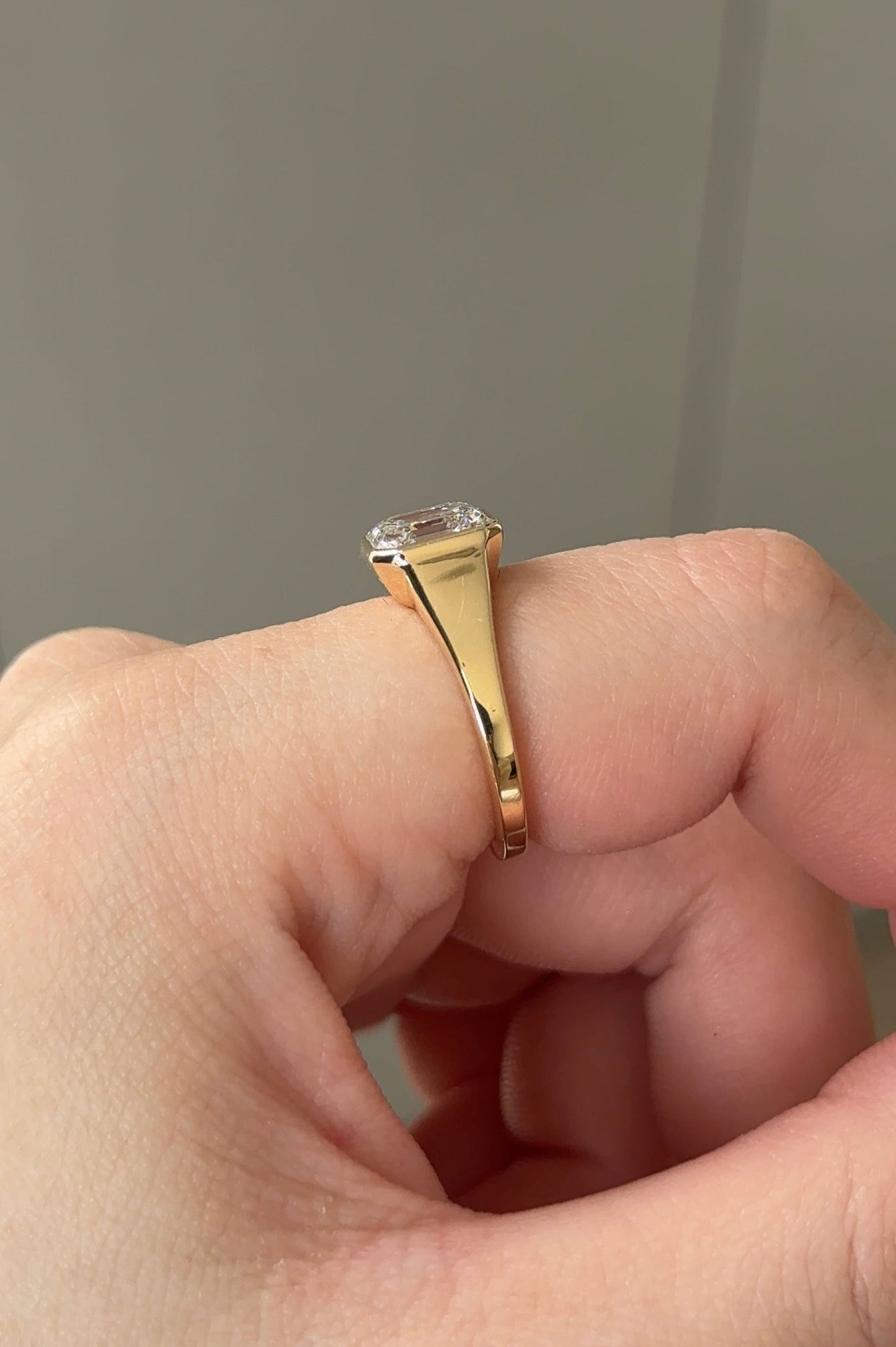 2.55 CT Asscher Cut Lab grown Diamond Bezel Engagement Ring