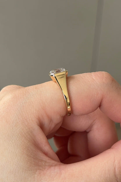 2.55 CT Asscher Cut Lab grown Diamond Bezel Engagement Ring