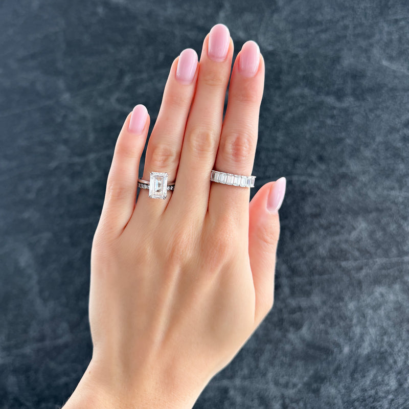 1 CT - 3 CT  Emerald Cut Lab grown Diamond Solitaire Engagement Ring