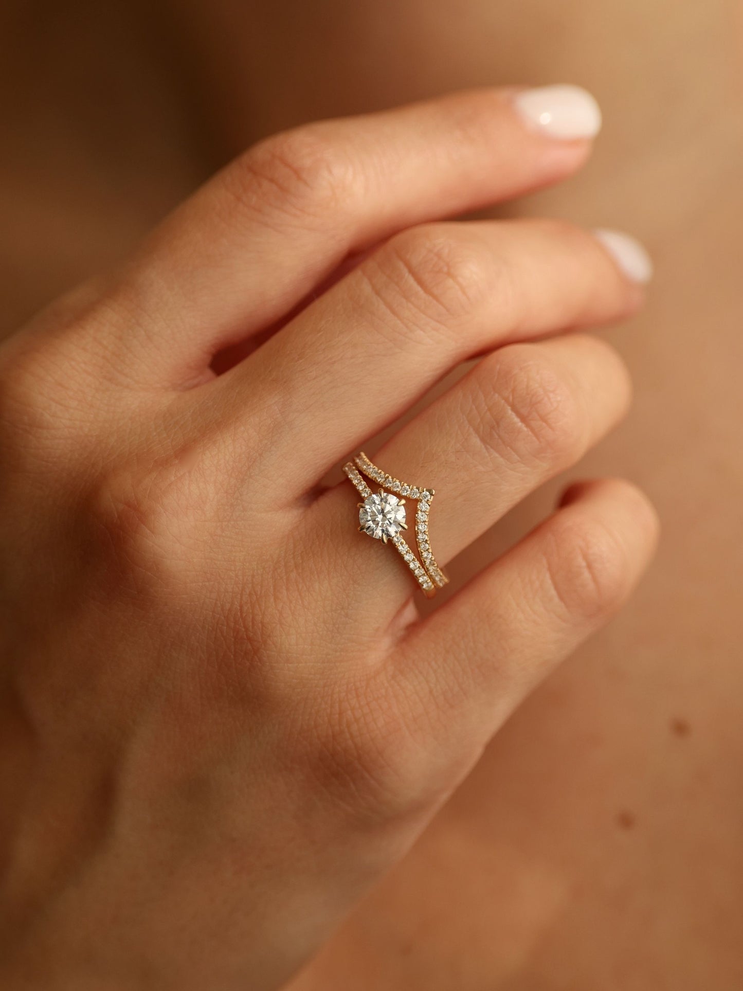 0.75 CT - 2.75 CT Round Cut Lab grown Diamond Pave Engagement Ring