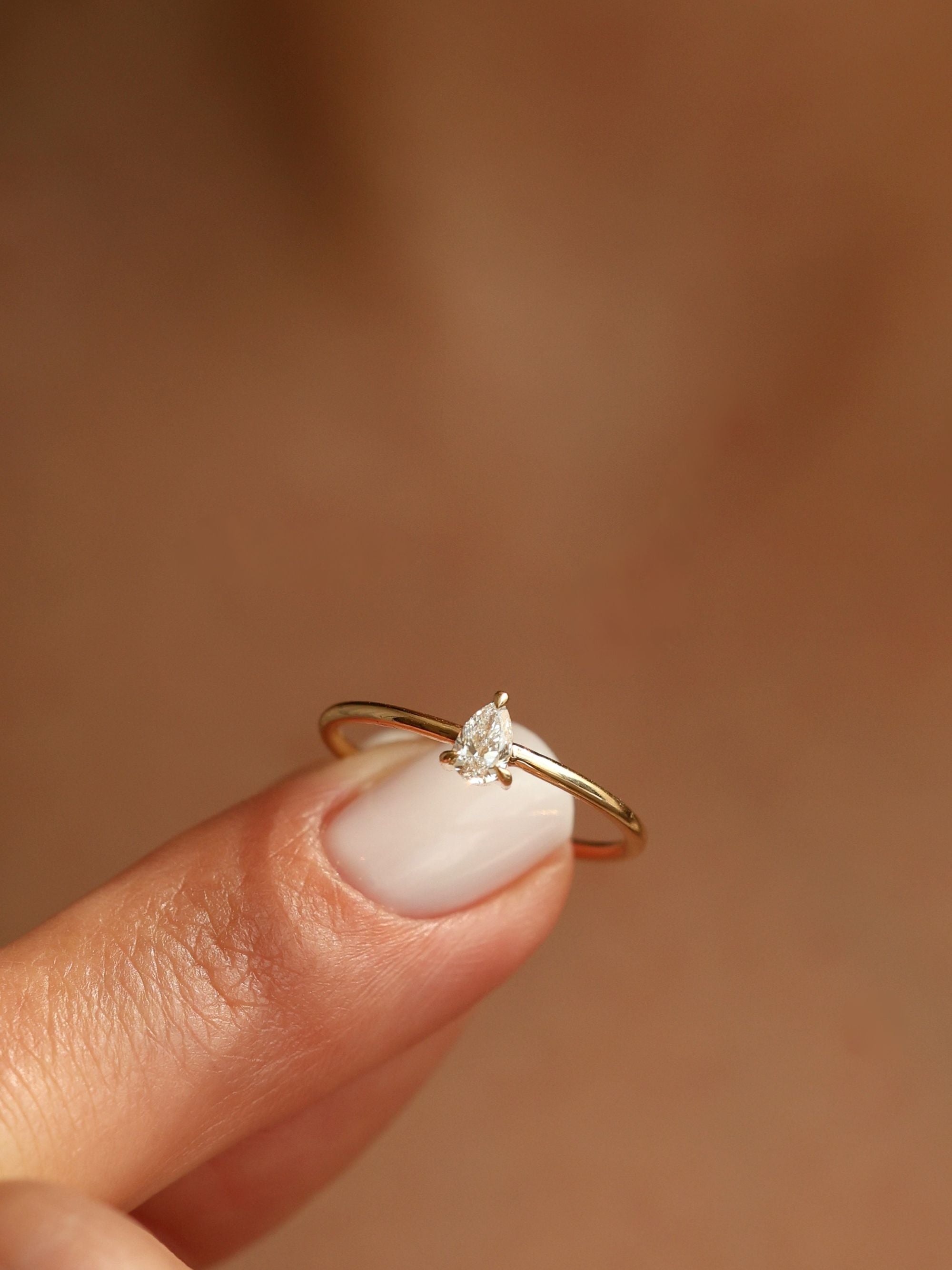 0.20 CT - 2.20 CT Pear Cut Lab grown Diamond Solitaire Engagement Ring