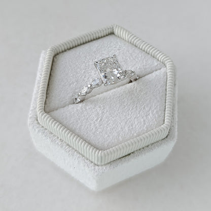 2 CT Elongated Cushion Cut Pave Dainty Style Moissanite Engagement Ring