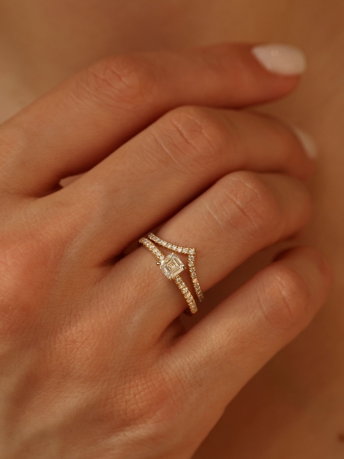 0.50 CT - 2.50 CT Asscher Cut Lab grown Diamond Pave Engagement Ring