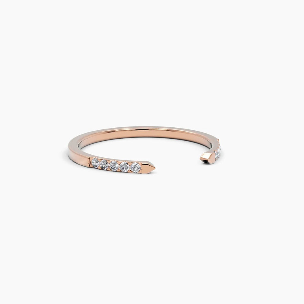 0.08 TCW Round Moissanite Open Cuff Wedding Band