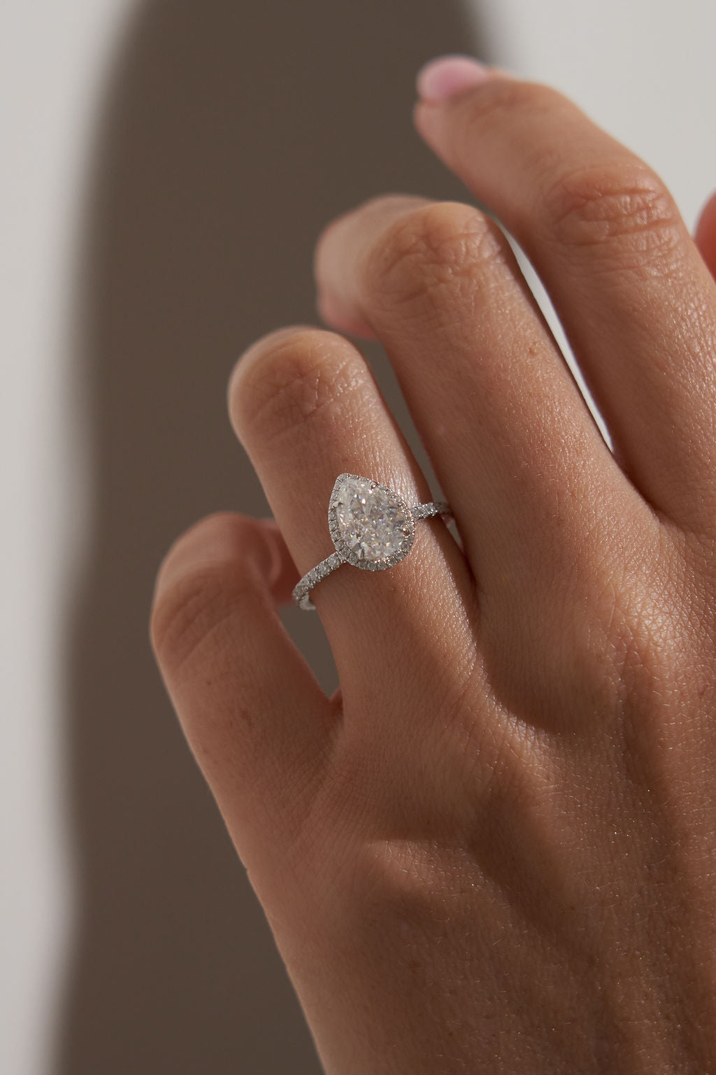 1 CT - 2 CT Pear Cut Halo & Pave Moissanite Engagement Ring