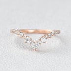 0.25 TCW Round Moissanite V-Shape Pave Wedding Band