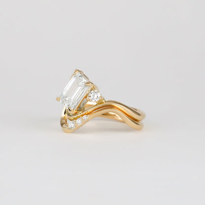 1.92 CT - 2.92 CT Emerald Cut Lab grown Diamond Side Stone Unique Engagement Ring