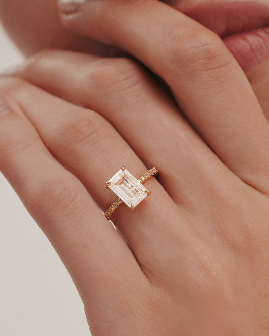 1 CT - 2 CT East-West Emerald Cut Lab grown Diamond Pave Engagement Ring