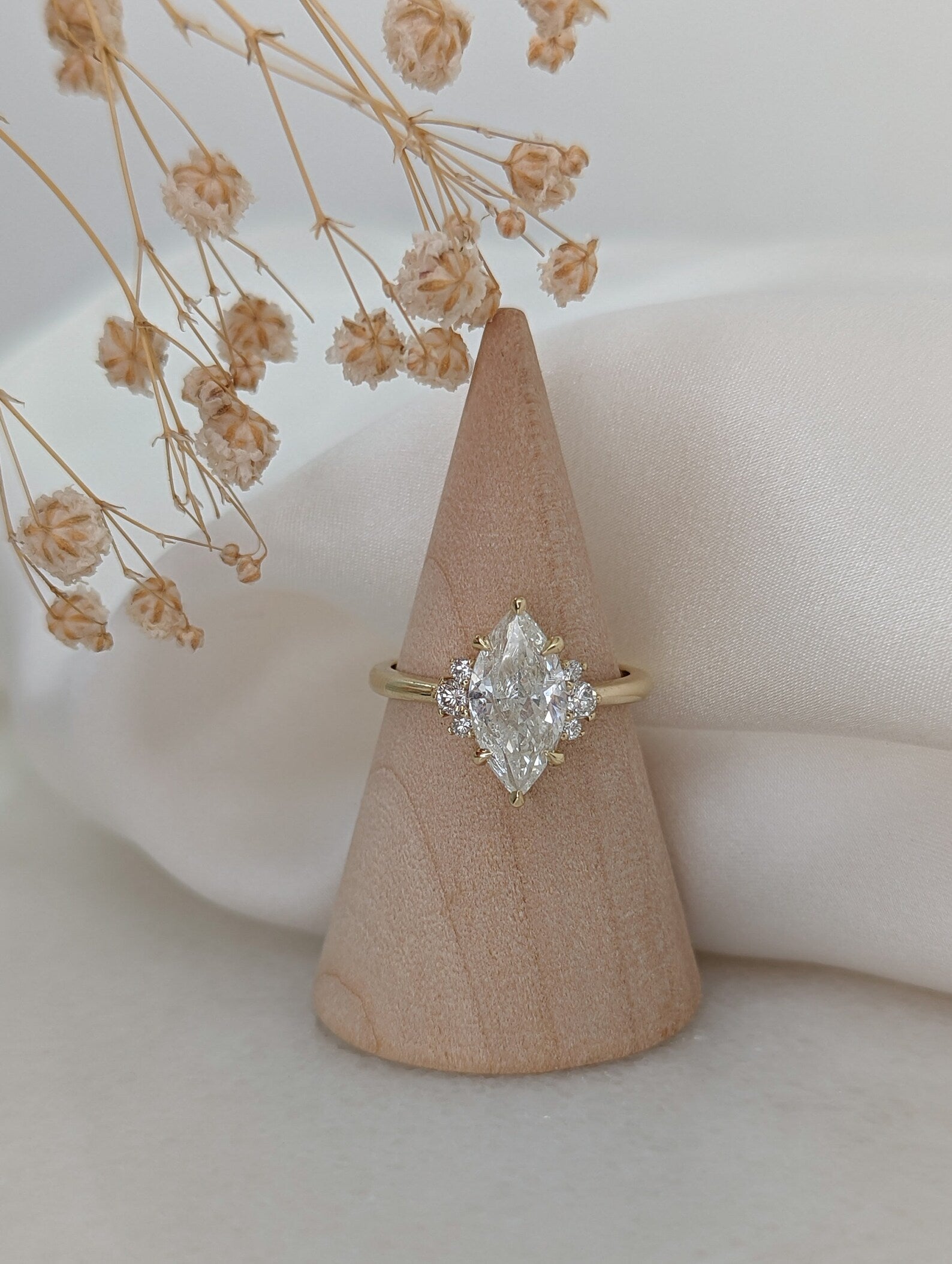 2 CT Marquise Cut Cluster Moissanite Engagement Ring