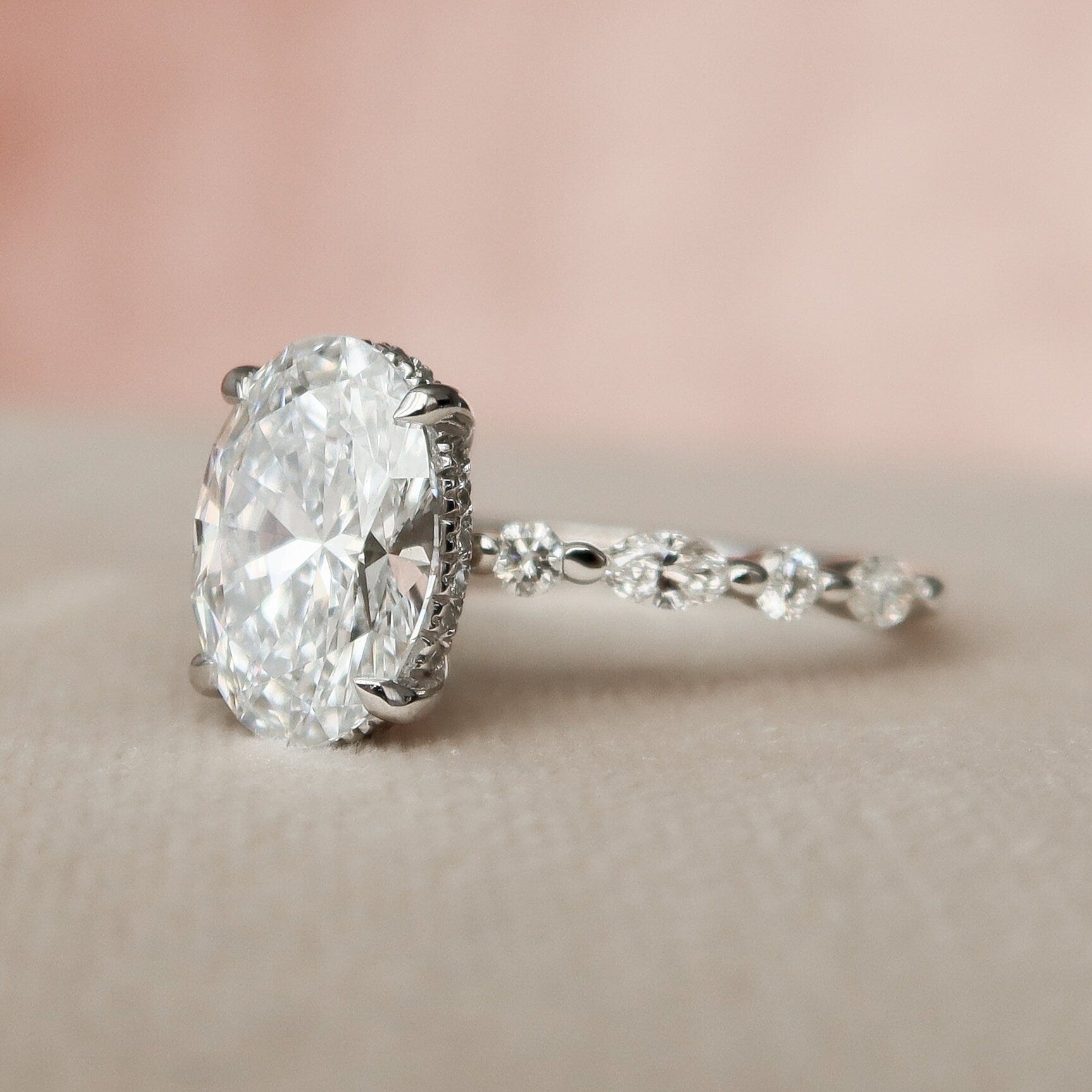 2.5 CT Oval Cut Moissanite Half Eternity Bridal Set