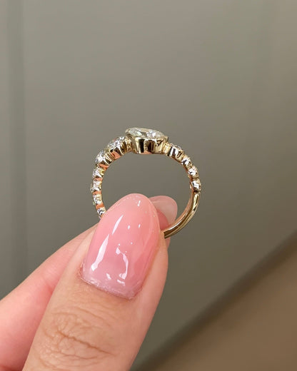 1.07 CT Pear Cut Lab grown Diamond Cluster Style Engagement Ring