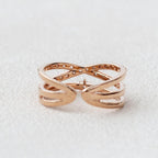 0.28 TCW Round Moissanite Criss Cross Style Wedding Band