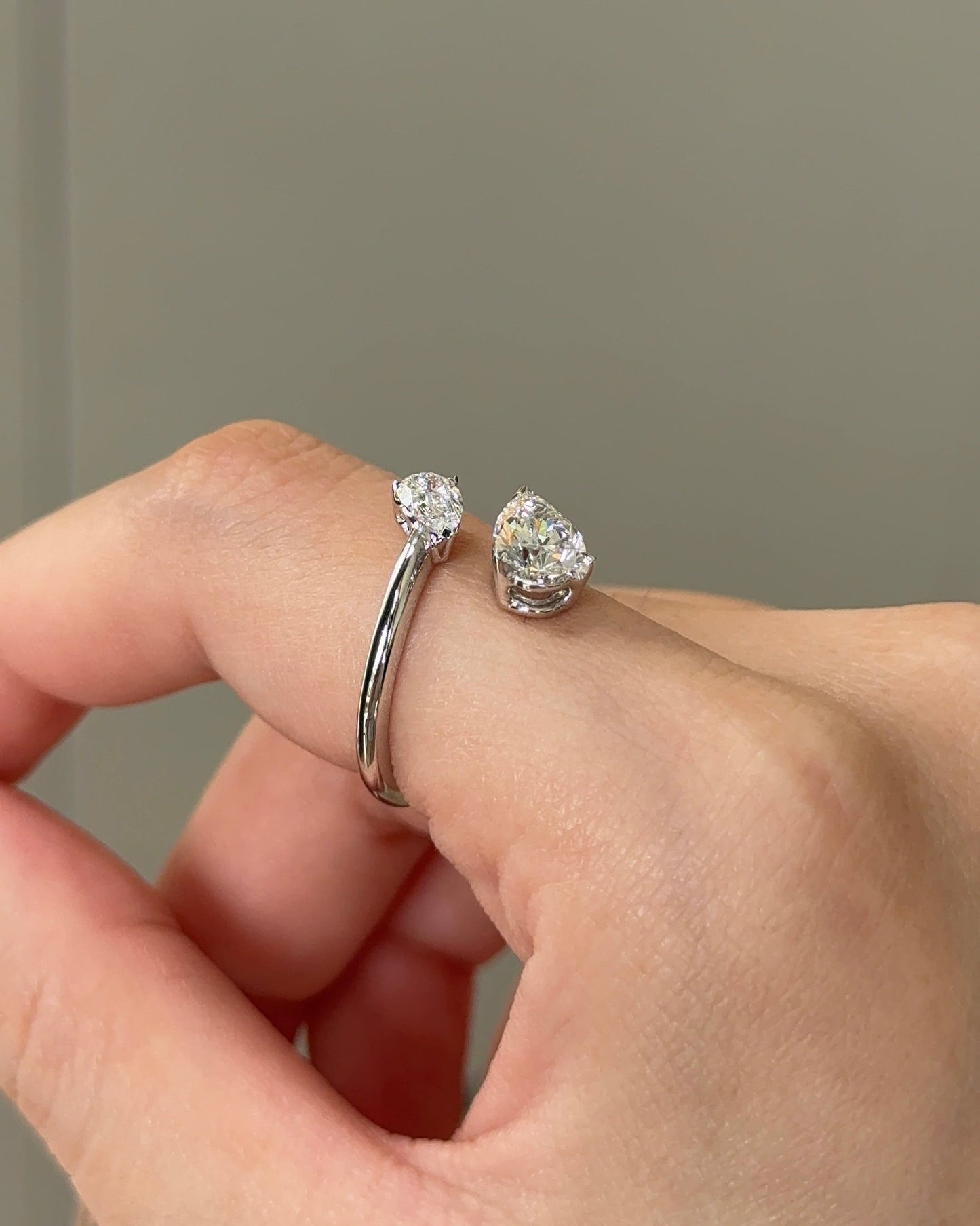 1.02 TCW Pear CVD Diamond Open Cuff Wedding Band