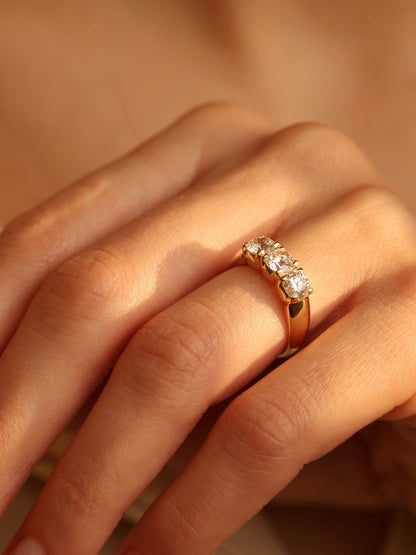 1.5 TCW  Round Cut Lab grown Diamond Three Stone Engagement Ring