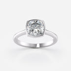 2 CT - 3 CT Cushion Cut Bezel Setting Solitaire Moissanite Engagement Ring