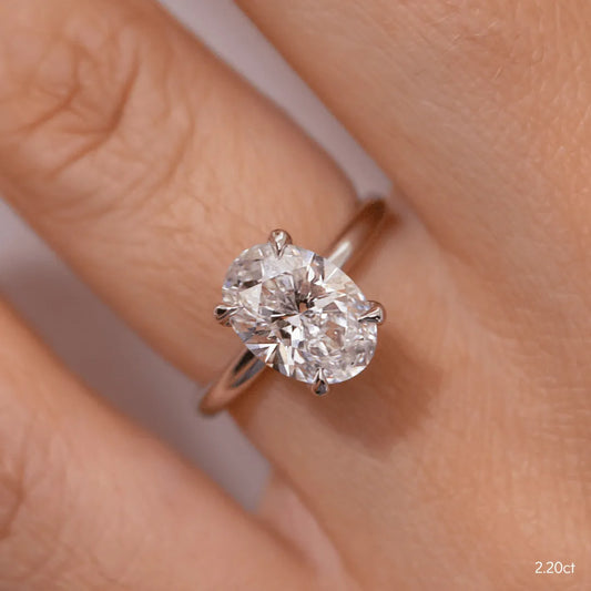 2 CT - 2.2 CT Oval Cut Solitaire Moissanite Engagement Ring