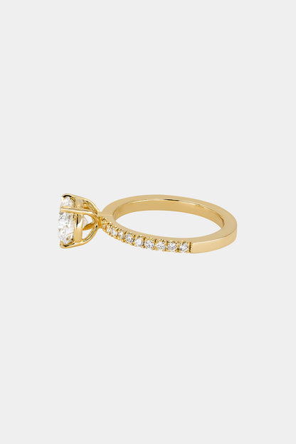 2 CT Pear Cut Lab grown Diamond Half Pave Engagement Ring