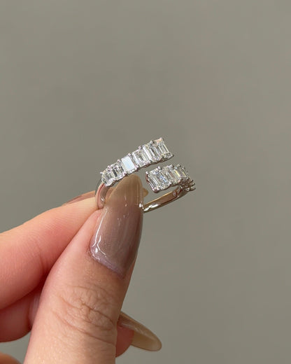 2.18 TCW Emerald CVD Diamond Open Wedding Band