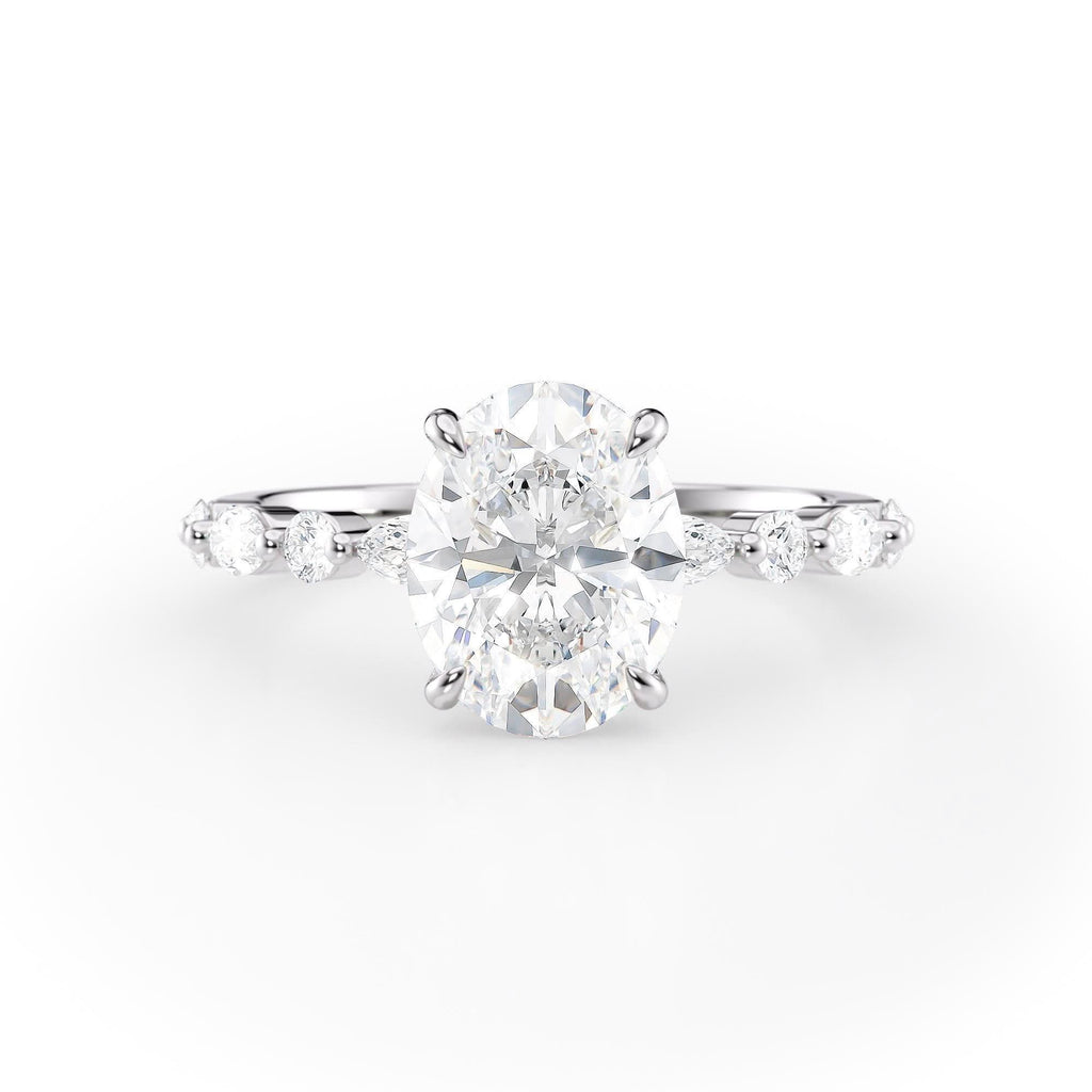 2 CT Oval Cut Dainty Pave Moissanite Engagement Ring