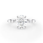 2 CT Oval Cut Dainty Pave Moissanite Engagement Ring