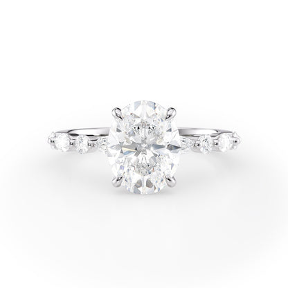 2 CT Oval Cut Dainty Pave Moissanite Engagement Ring