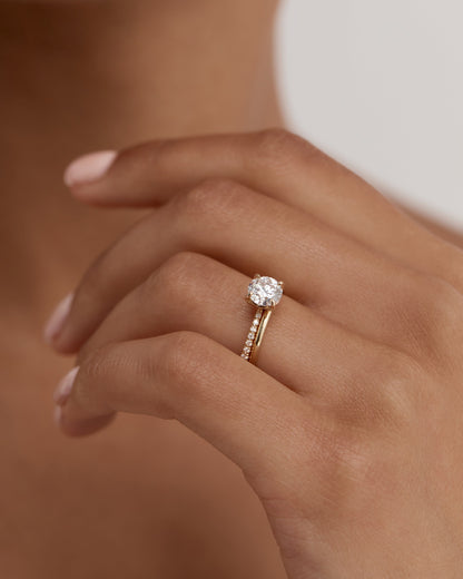 1 CT - 2 CT Round Cut Lab grown Diamond Pave Setting Engagement Ring