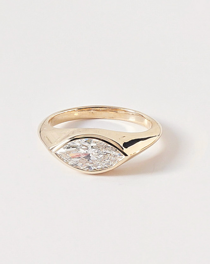 1.07 CT Marquise Cut Lab grown Diamond Bezel Pinky Engagement Ring