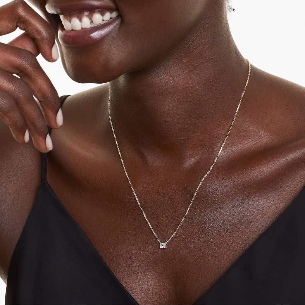 0.25 - 3.00 CT Princess Cut Moissanite Diamond Solitaire Necklace