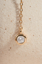 0.3 CT Round Moissanite Diamond Bezel Lariat Necklace