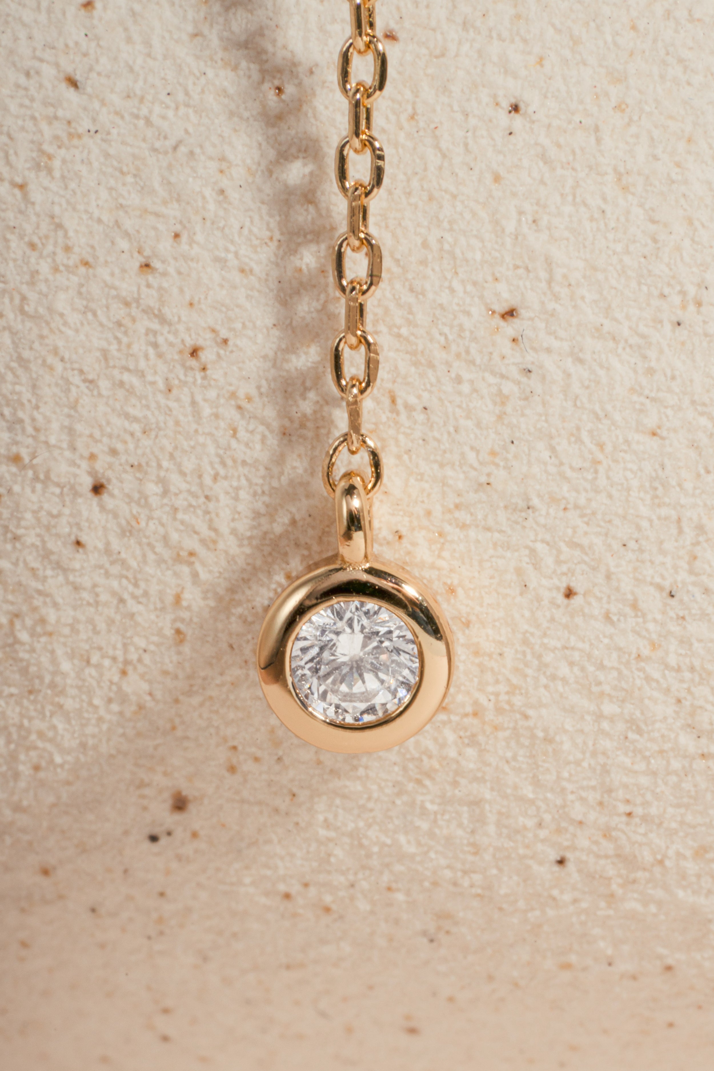 0.3 CT Round Moissanite Diamond Bezel Lariat Necklace