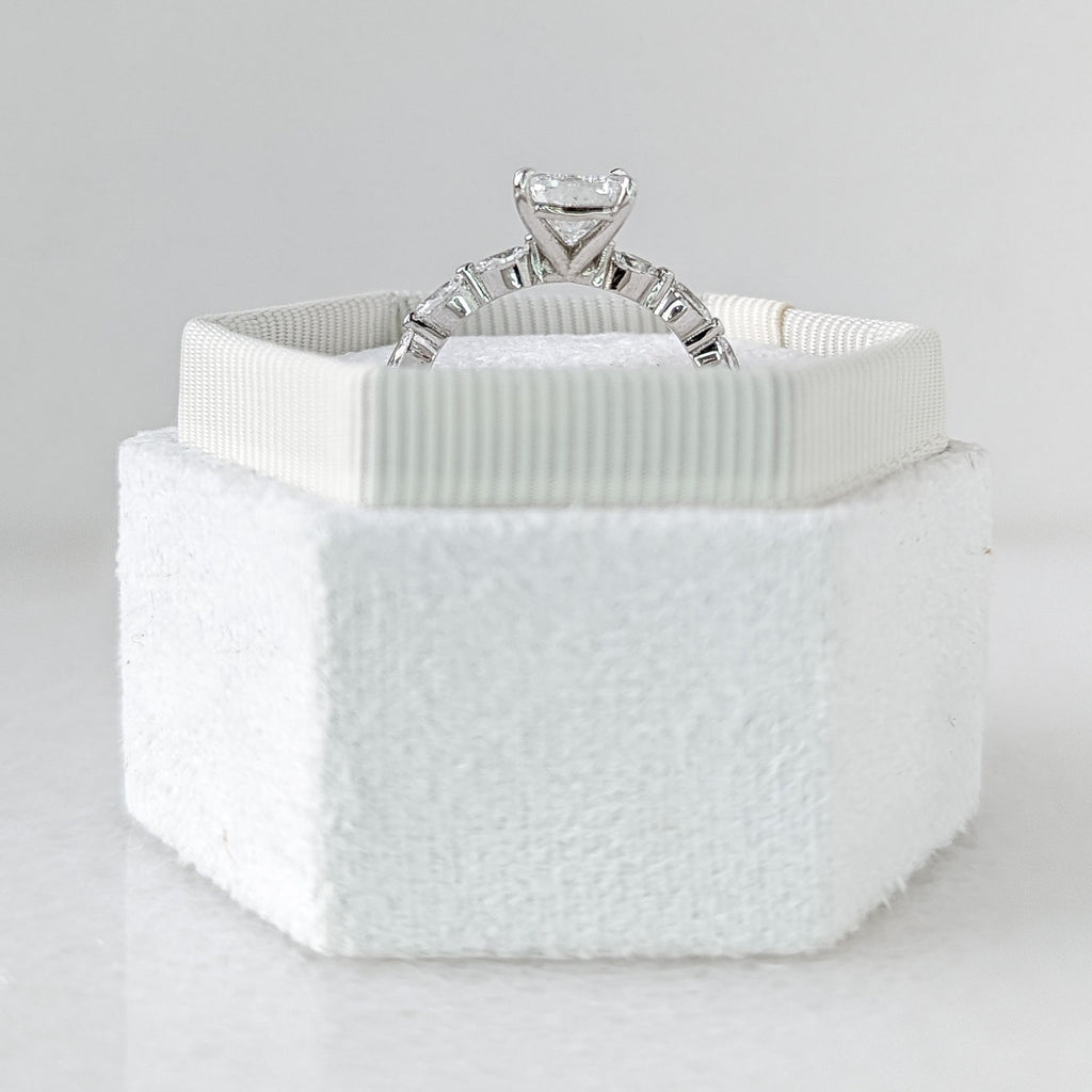 2 CT Elongated Cushion Cut Pave Dainty Style Moissanite Engagement Ring