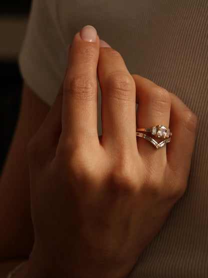 0.3 TCW Baguette CVD Diamond V-Shaped Wedding Band