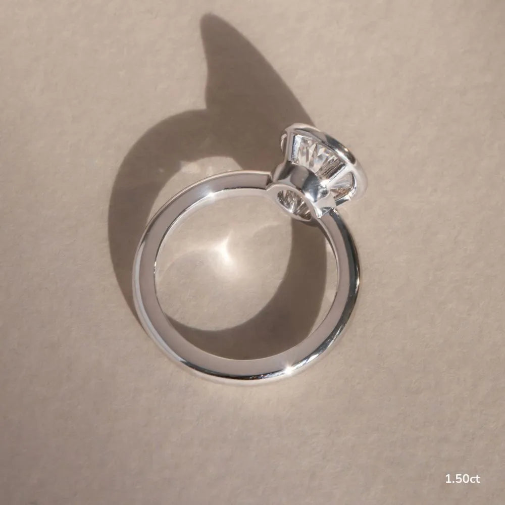 1.5 CT - 2.5 CT Oval Cut Solitaire Bezel Moissanite Engagement Ring