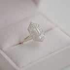0.56 CT Emerald Cut Moissanite Hexagon Shape Mosaic Engagement Ring