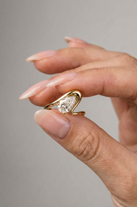 1.54 CT - 3.54 CT Pear Cut Lab grown Diamond Unique Engagement Ring