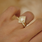 0.72 CT Oval Cut Moissanite Diamond Shape Mosaic Engagement Ring