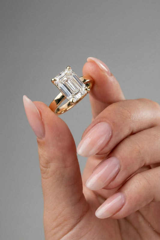 Emerald Cut Lab grown Diamond Solitaire Engagement Ring