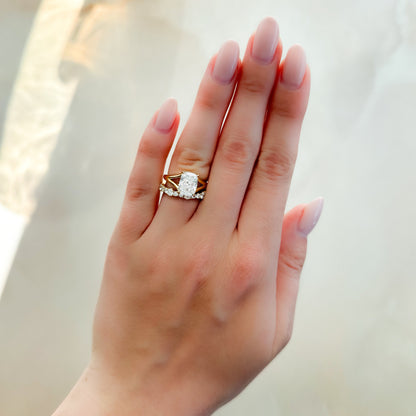 1 CT - 3 CT Elongated Cushion Cut Lab grown Diamond Split Shank Engagement Ring